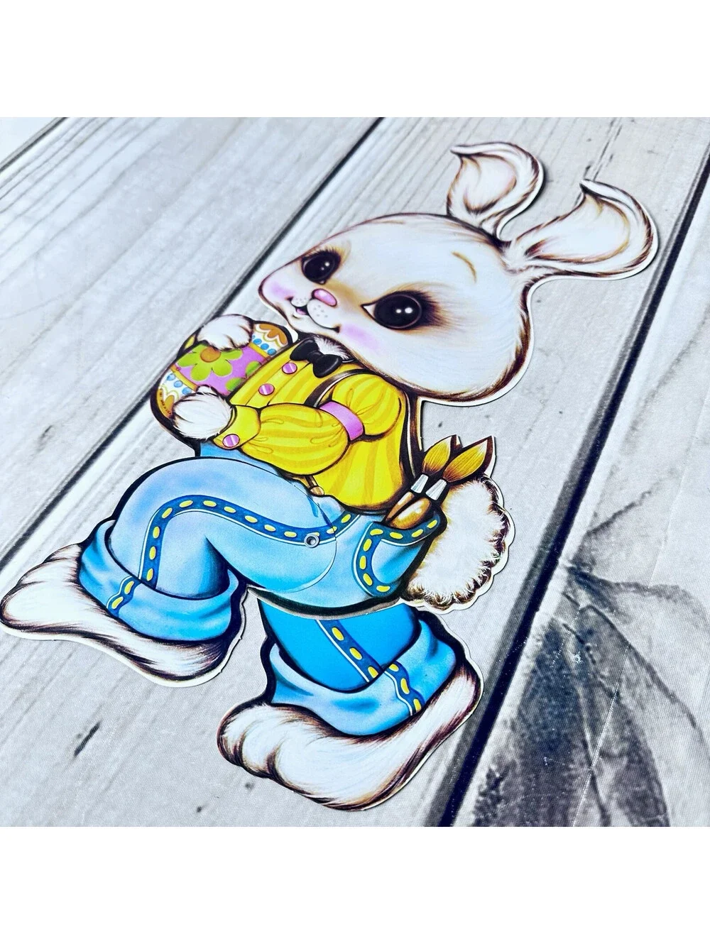 Vintage The Beistle Co. 1981 Die-cut Easter Jointed Cutout 15” Bunny & Egg